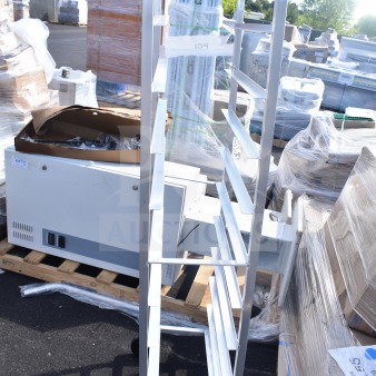 BRAND NEW Channel 517AP aluminum platter rack, 10 shelves, bottom load, scratch and dent, label indicates model and brand.