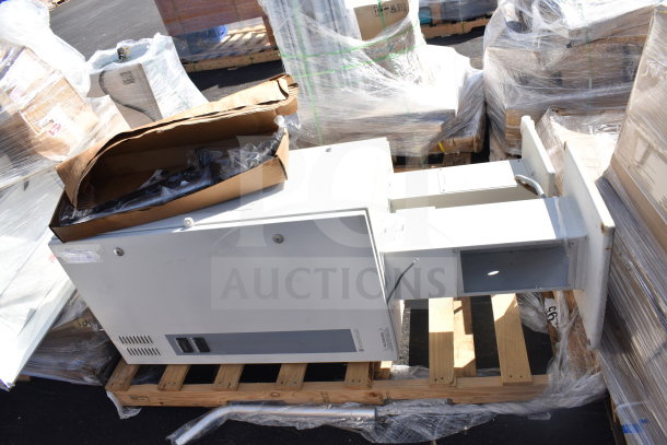 Sensormatic ZPUODPP-ENC Enclosure, auction lot of 2. Visible wear, mounted on pallet. Includes original packaging.