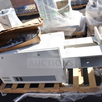 Sensormatic ZPUODPP-ENC Enclosure, auction lot of 2. Visible wear, mounted on pallet. Includes original packaging.
