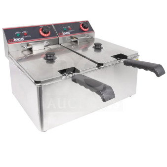 BRAND NEW SCRATCH AND DENT! Winco EFT-32 Countertop Electric Fryer - (2) 16 lb Vats.