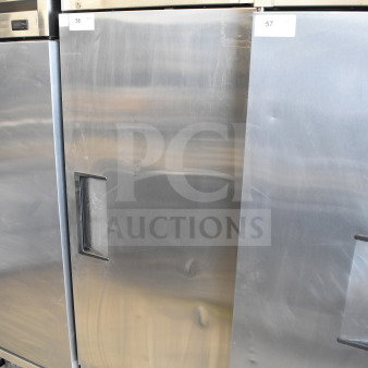 2021 True T-19F-HC Commercial Freezer, single door, on casters, 115V, stainless steel finish, digital display, model number visible.