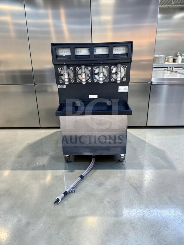Taylor 349-33 slush machine, 4-flavor, commercial-grade, 208–230V, 3 phase, UL/NSF listed, exceptional condition, fully tested.