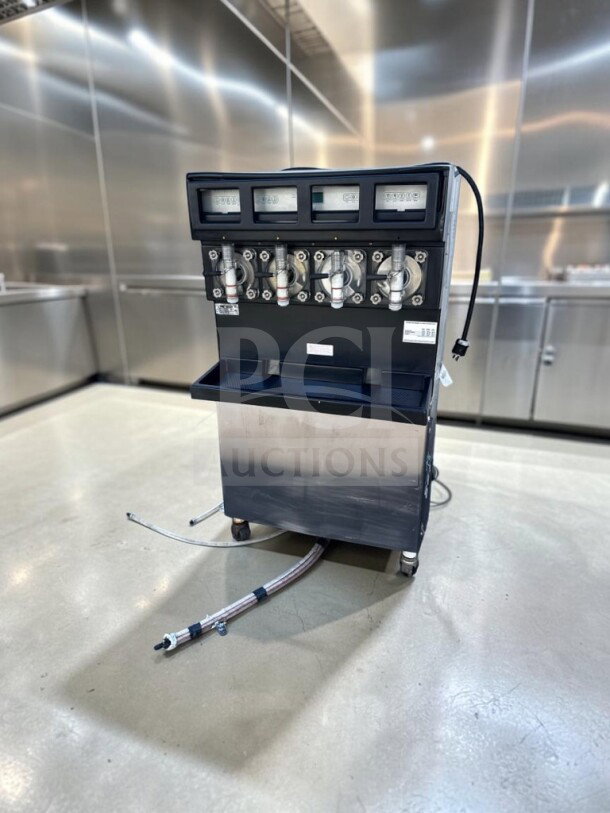 Taylor 349-33 4-flavor commercial beverage freezer in exceptional condition, 208–230V, 3 phase, UL/NSF listed, fully tested.