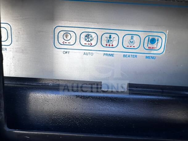 Taylor 349-33 slush machine control panel displaying options: Off, Auto, Prime, Beater, Menu, Select.