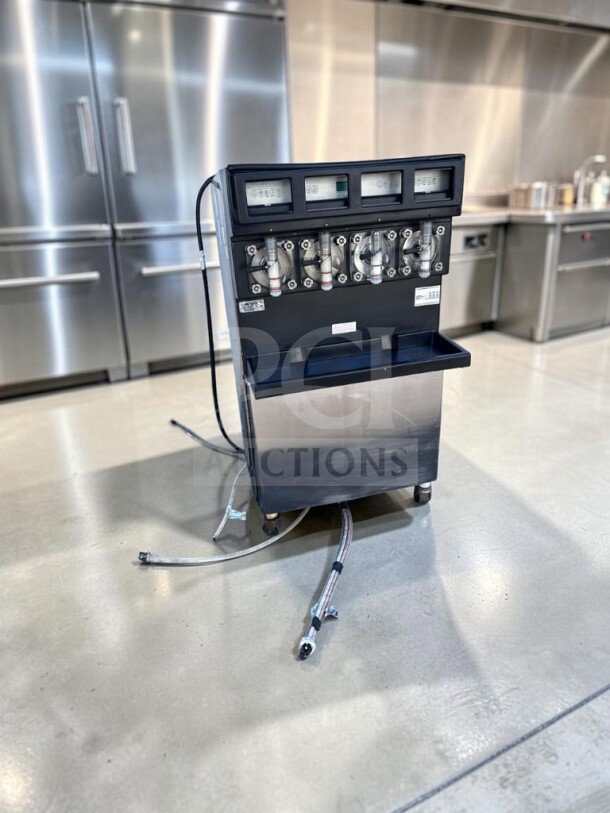 Taylor 349-33 4-flavor frozen beverage freezer in exceptional condition, 208-230V, 3 phase, UL/NSF listed, fully tested.