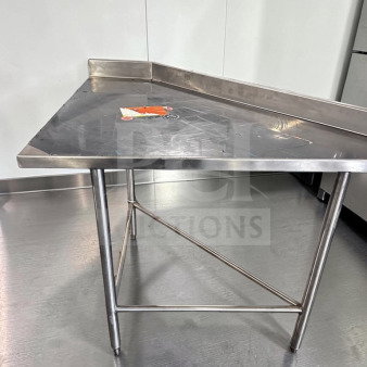 Pristine Wasserstrom 48" stainless steel work table, 3-sided backsplash, NSF certified, new scratch & dent, model WAS-S-PREP-1101.
