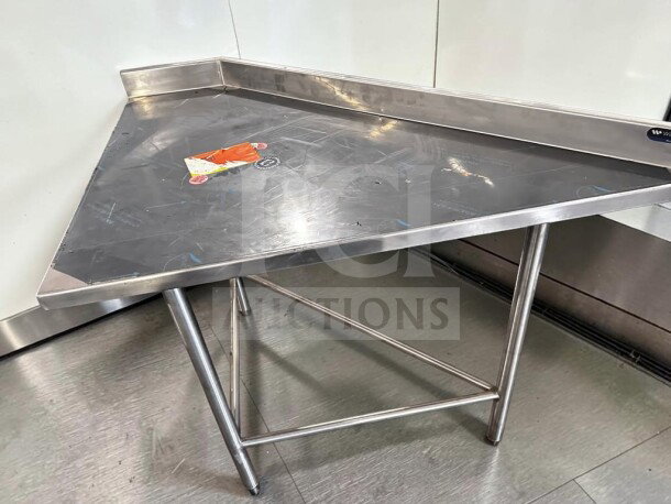 Wasserstrom 48" stainless steel work table, 3-sided backsplash, NSF certified, pristine condition, model WAS-S-PREP-1101.