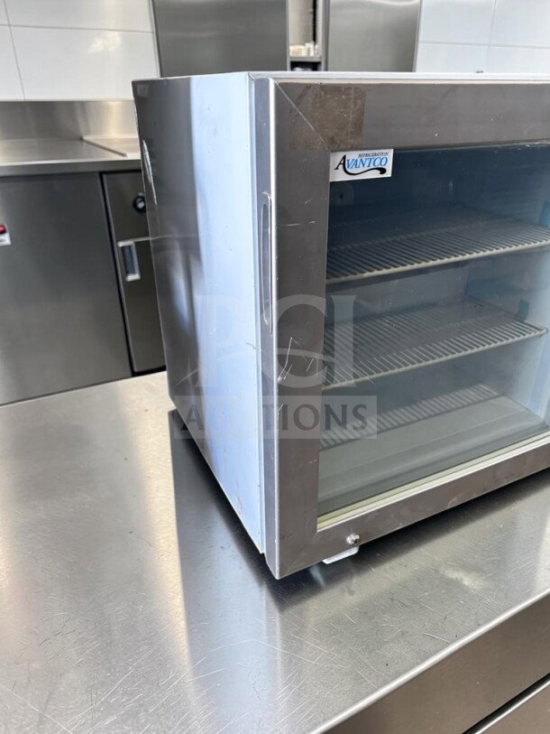 Avantco 360CFM2 countertop glass door display freezer, 2 cu. ft., excellent condition, ETL certified, fully operational.
