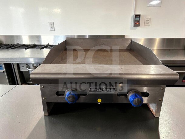 American Range ARSMG-24 countertop gas griddle with 24" 1" steel plate, natural gas, ETL listed, outstanding condition.