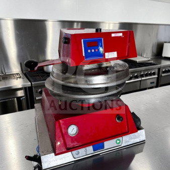 Proluxe DP1100 Endurance X1 18" pizza dough press, heated upper platen, red, fully operational, ETL certified, 208V.