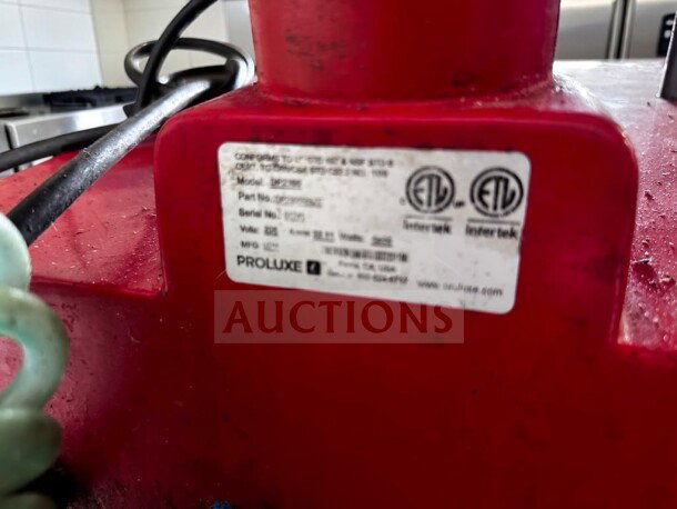 Proluxe DP1100 Endurance X1 pizza dough press, 18" heated upper platen, 208V, ETL certified, elite condition, fully tested.