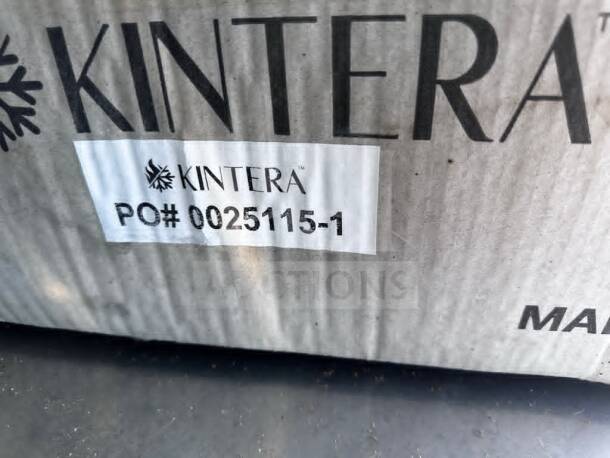 Kintera KMS1 stainless steel floor-mounted mop sink box, featuring label with PO# 0025115-1.