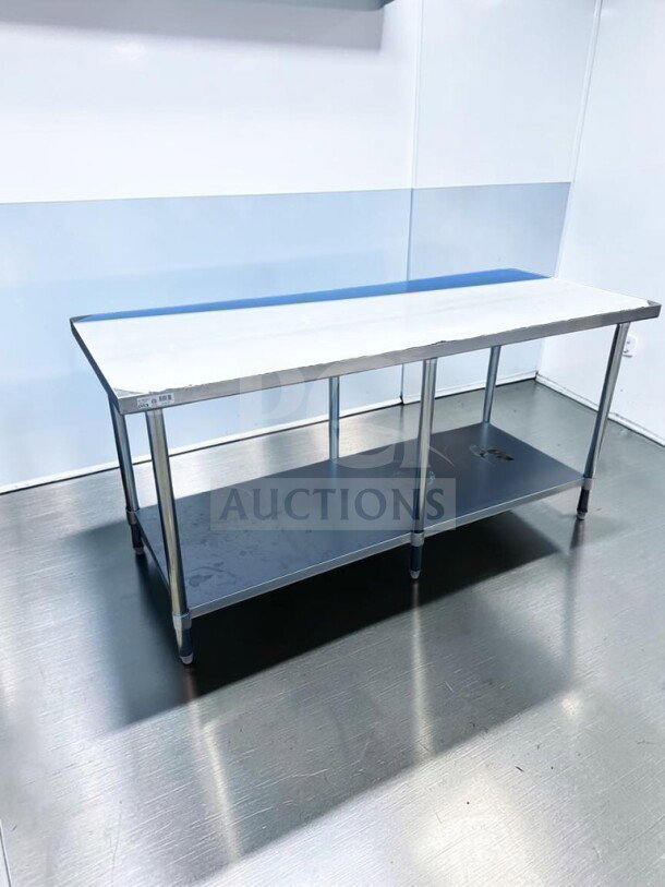 Brand New GSW WT-EE3072 72"x30" stainless steel work table with galvanized undershelf, 6-leg design, ETL certified.