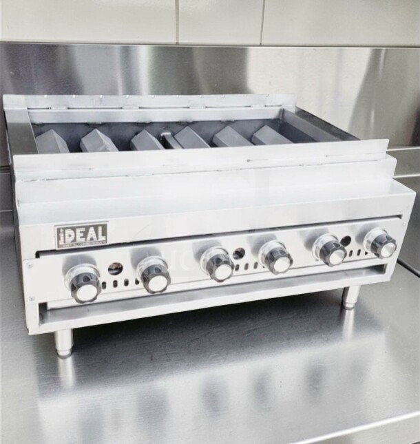 IDEAL 36" Commercial Gas Charbroiler Grill, 6-burner, radiant char grill, heavy duty, exceptional condition, model IDE-L-CHAR-0694.