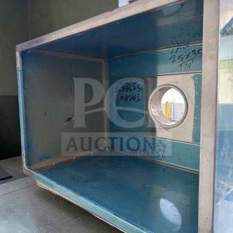Commercial stainless steel vent hood, heavy-duty, NSF/ETL ready, model VENT-M-HOOD-0769. Exceptional condition, with duct hole.