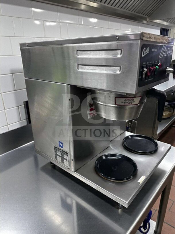 Wilbur Curtis ALPHA-IIIS commercial coffee brewer with 3 warmers, outstanding condition, 120V, fully tested and operational.