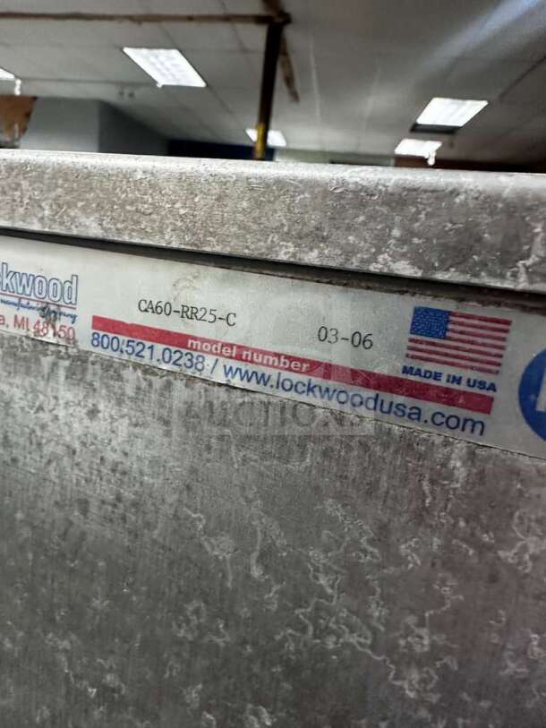 Lockwood CA60-RR25 stationary retarder cabinet, 25 half-size pan capacity, aluminum, NSF-rated, fully inspected, superior condition.