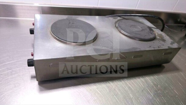 Nemco 6310-3-240 dual burner countertop hot plate, stainless steel, NSF & ETL listed, 240V, fully tested, excellent condition.