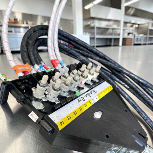 Advance Tabco SLI-12-36-7 underbar ice bin wiring, showing labeled connections and cables in a commercial setting.