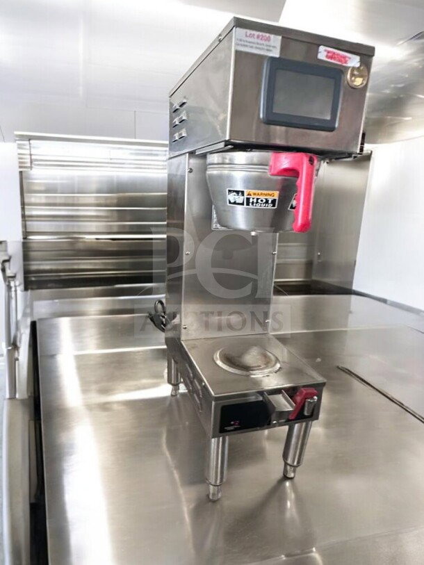 Wilbur Curtis commercial coffee brewer in immaculate condition, stainless steel, UL listed, fully tested, model CUR-L-BEV-0356.