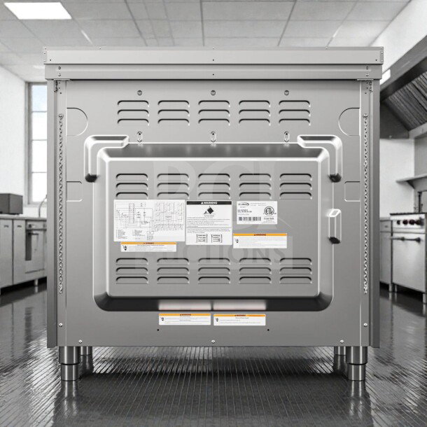 Brand new KoolMore KM-FR36EE-SS 36" electric range, stainless steel, 4.3 cu. ft., UL certified, original tags visible.