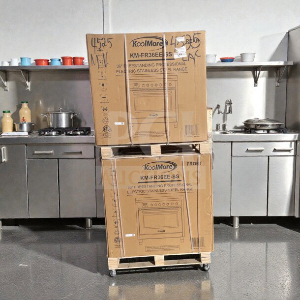 Brand new KoolMore KM-FR36EE-SS 36" professional electric range, stainless steel, boxed, 4.3 Cu. Ft., UL certified.
