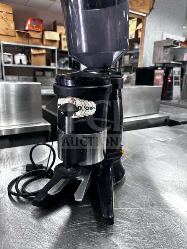 Obel Mito ATR 64 coffee grinder, elite condition, 64 mm burrs, 220V, commercial Italian model, fully tested, visible logo.