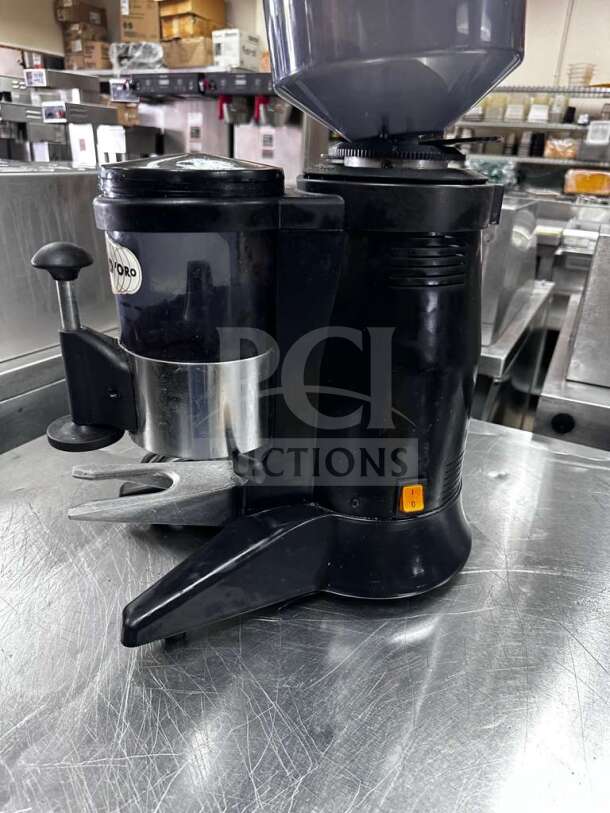 Elite Condition Obel Mito ATR 64 Performance E coffee grinder, 64mm burrs, 220V, black, stainless steel accents, fully tested.