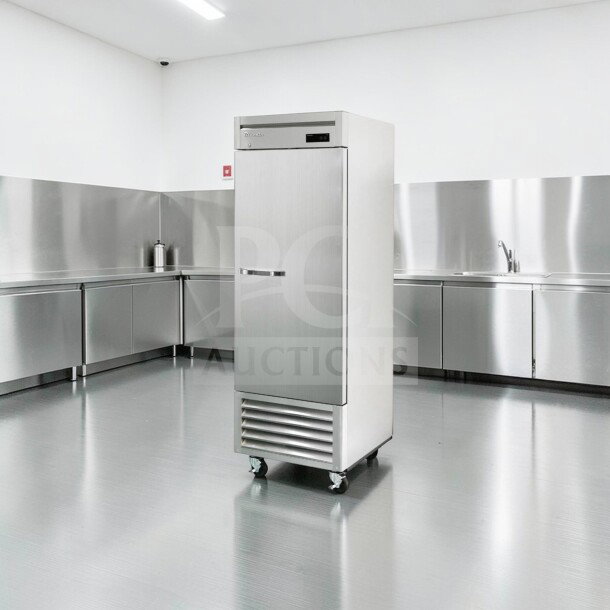 Blue Air BSR23-HC commercial stainless steel refrigerator, 26", elite condition, bottom mount, fully tested, operational.