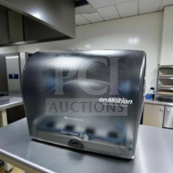 Georgia-Pacific enMotion 59462A touchless paper towel dispenser, black/smoke, fully inspected, top-tier condition.