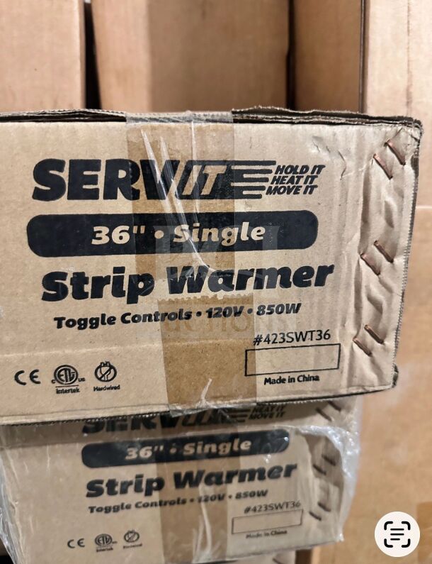 Factory sealed ServIt 36” Single Strip Warmer, model 423SWT36, 120V, 850W, toggle control, brand new condition.