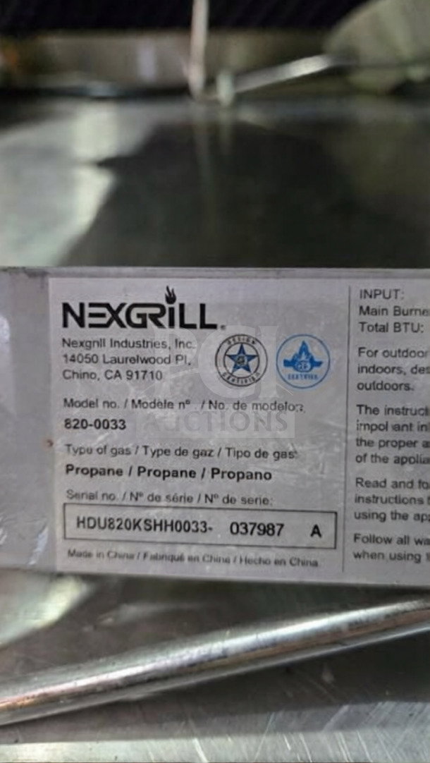 Nexgrill 2-Burner Portable Propane Gas Tabletop Grill, Model 820-0033, stainless steel, excellent condition, fully tested, made in China.