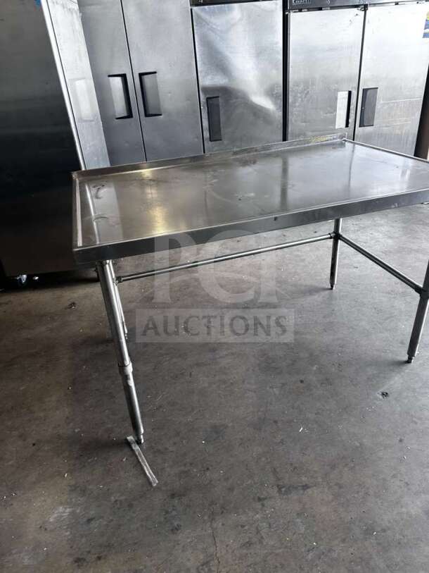 Stainless steel commercial work table, 60" x 36", open base, inspected, excellent condition, model SS-S-TBL-1107. Ready for use.