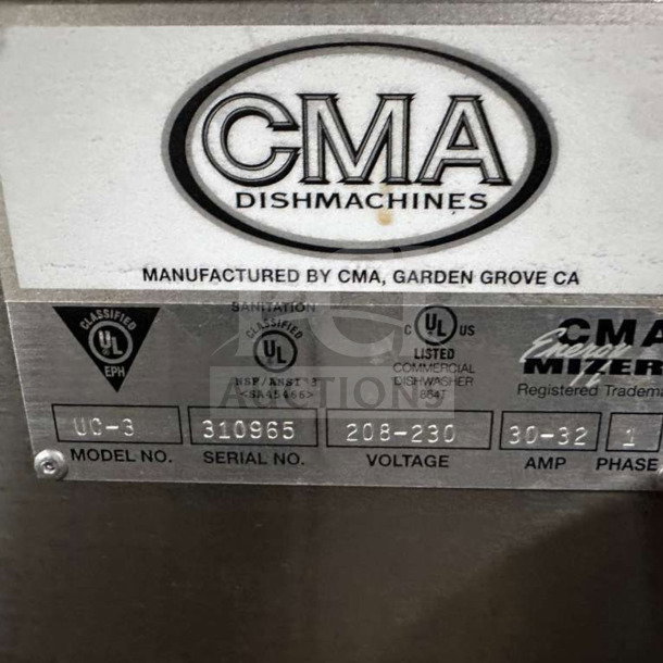 Flawless Perlick PKHT24 glasswasher, high-temp, 24" wide, 30 racks/hour, fully tested. CMA label shows model UC-3, 208-230V.
