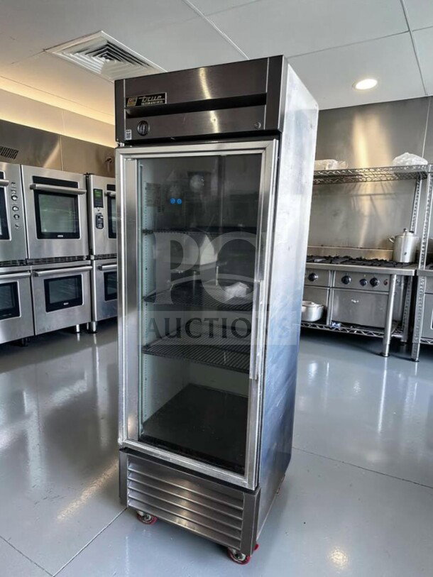True T-23G-HC~FGD01 27" commercial reach-in refrigerator with glass door, 115V, flawless condition, fully tested.