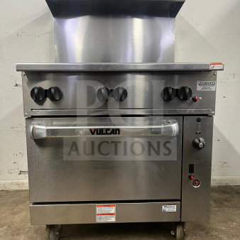 VULCAN 36S-6B 36" 6 burner gas range with standard oven, stainless steel, natural gas, features visible branding.