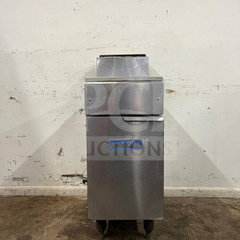 IMPERIAL IFS-40 gas deep fat fryer, 40lb capacity, 105,000 BTU, stainless steel, floor model, used condition.