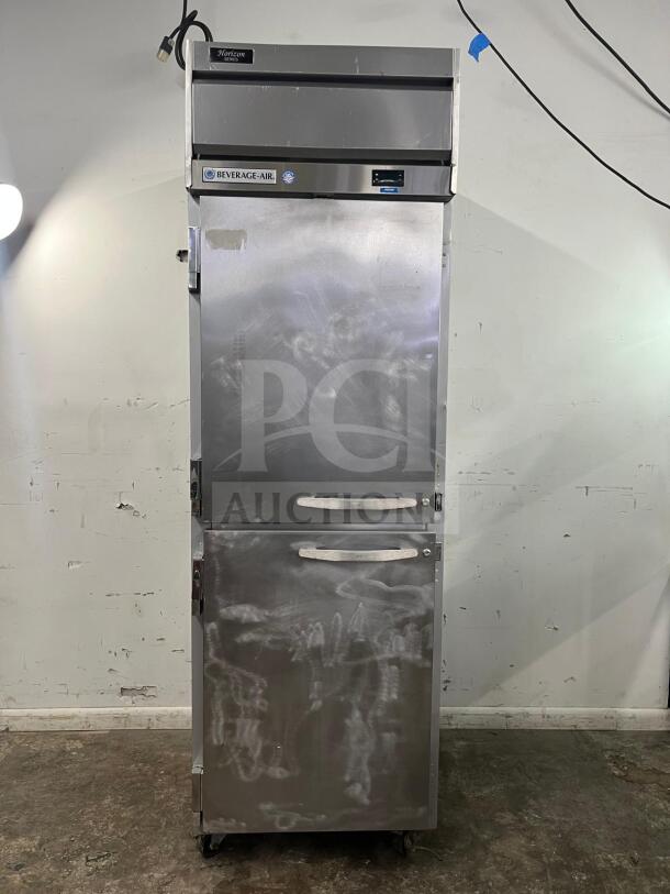 Beverage-Air HF1HC-1HS Horizon Series 26" top-mounted half solid door reach-in freezer, stainless steel, used condition.