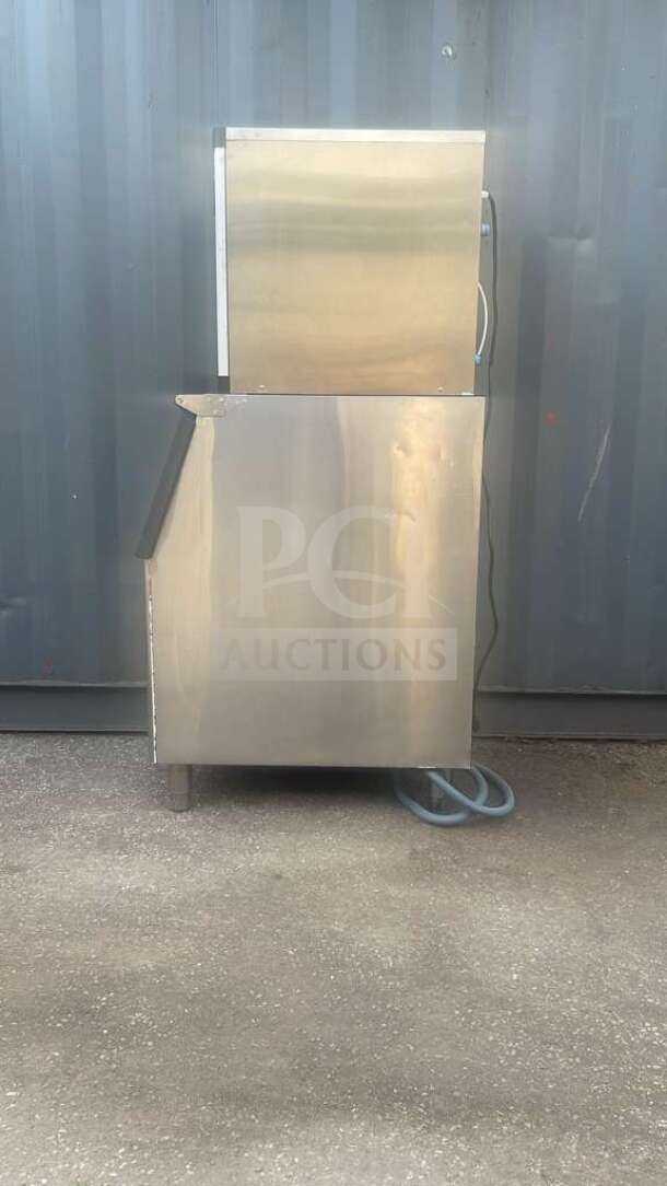 HLH350 commercial ice machine in stainless steel, model hlh350, with visible power cord. Good condition.
