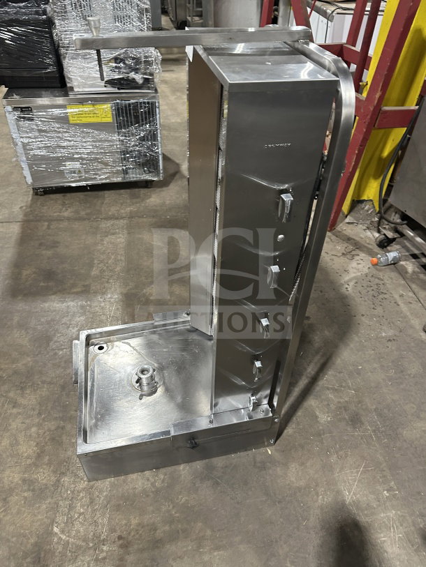 Sheffcat 5-Burner Gas Vertical Broiler, stainless steel, commercial use, excellent condition, visible control knobs.