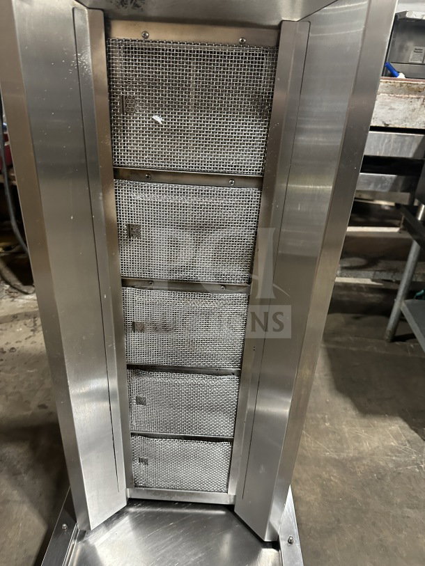 Sheffcat commercial stainless steel 5-burner gas vertical broiler. Modern design, durable build, ideal for large-scale cooking.