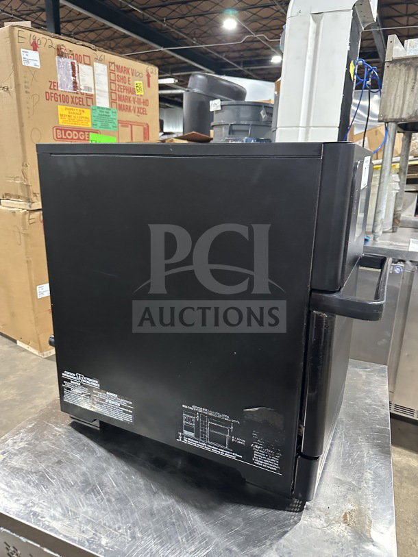 MerryChef Eikon E2S commercial black rapid cook oven, electric, 208/240V, 1Phase, visible labels, good condition.