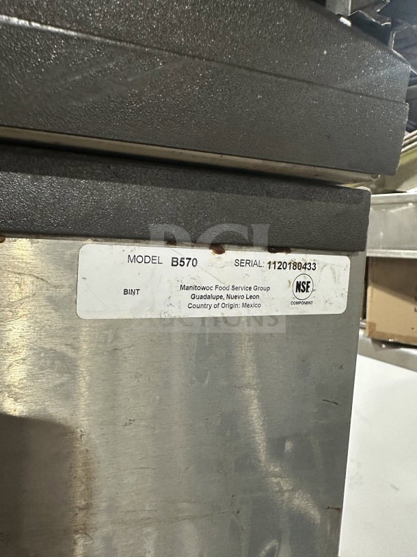 Manitowoc Indigo NXT ice maker, model B570, stainless steel, air-cooled, Energy Star certified, on legs, 208-230V, 1 phase.