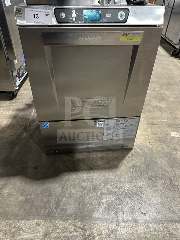 Hobart Advansys LXER commercial undercounter dishwasher, stainless steel, Energy Star certified, model LXER, serial 231246445, 120/208-240V.