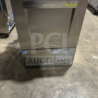 Hobart Advansys LXER commercial undercounter dishwasher, stainless steel, Energy Star certified, model LXER, serial 231246445, 120/208-240V.