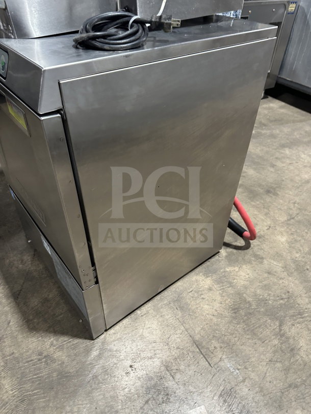 Commercial stainless steel Hobart Advansys LXER dishwasher, Energy Star certified, 120/208-240V, electric power, in good condition.