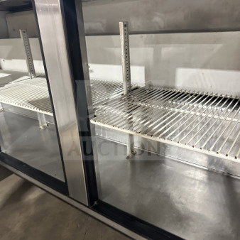 True TUC-72 3-Door Stainless Steel Undercounter Refrigerator with poly coated wired rack, on casters, Energy Star certified.