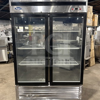 Atosa B Series Commercial Refrigerator, Model MCF8707, Double-Glass Doors, Poly Coated Racks, on Casters, 115V, 1 Phase.