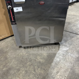 FWE stainless electric food warming cabinet, model HLC-SL1826-8-CHP, single-door, 120V, good condition.