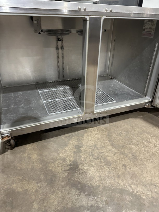 Continental CURB67 stainless steel 2-door lowboy refrigerator/freezer, electric, on casters, model CURB67, SN:15052129.